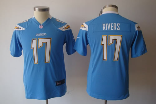 Youth NEW San Diego Chargers 17# Philip Rivers Light Blue Jerseys