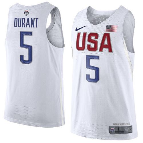 Youth Nike Team USA #5 Kevin Durant White 2016 Dream Team Game NBA Jersey