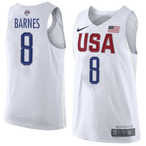 Youth Nike Team USA #8 Harrison Barnes White 2016 Dream Team Game NBA Jersey