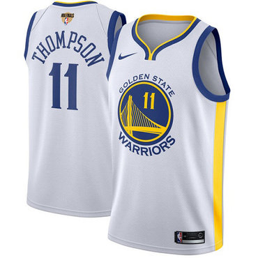 Youth Nike Warriors #11 Klay Thompson White The Finals Patch Youth NBA Swingman Association Edition Jersey