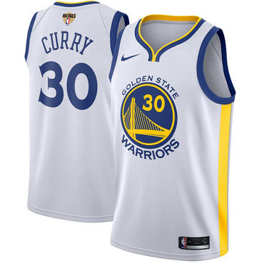 Youth Nike Warriors #30 Stephen Curry White The Finals Patch Youth NBA Swingman Association Edition Jersey