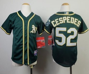 Youth Oakland Athletics #52 Yoenis Cespedes Green Cool Base Jersey
