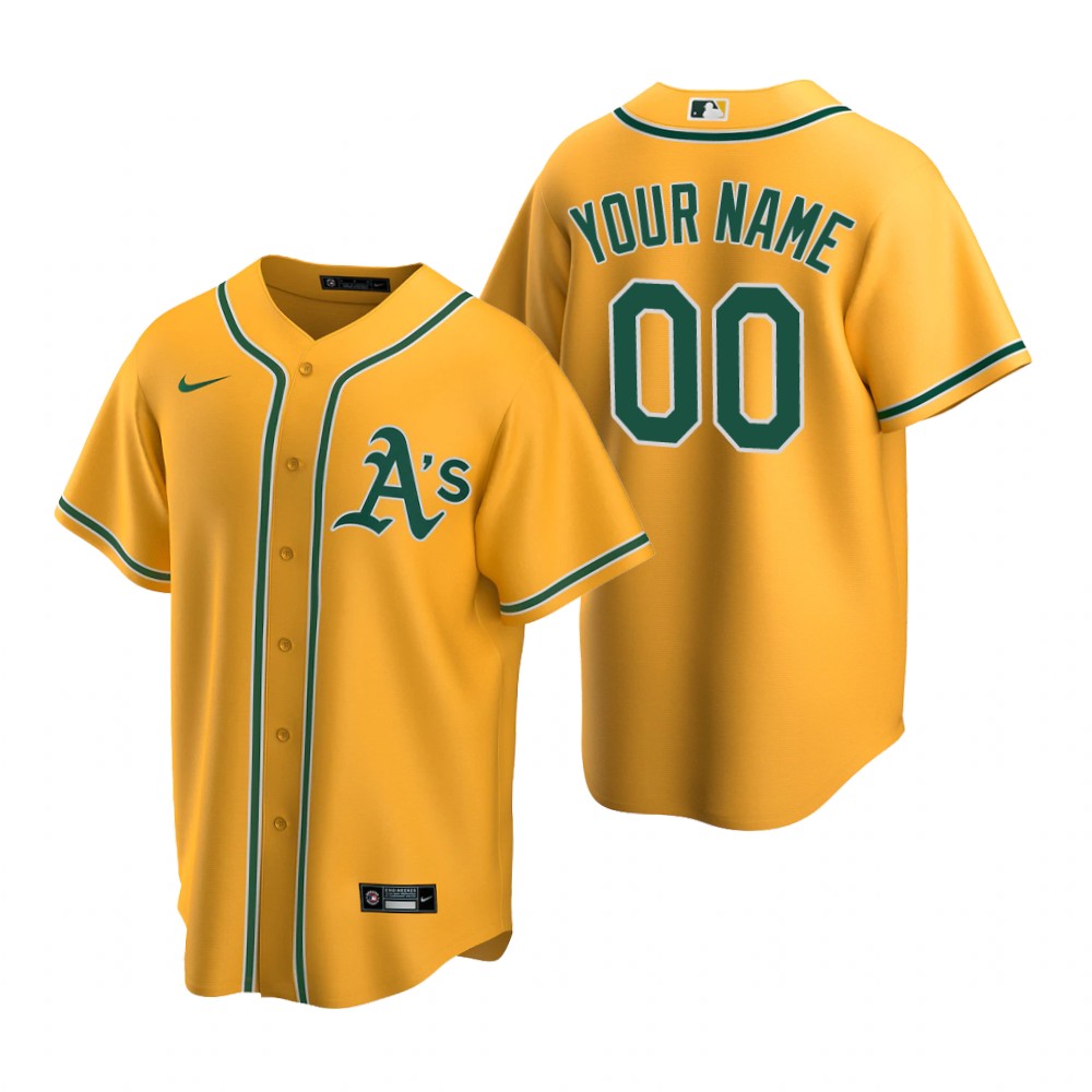 Youth Oakland Athletics Custom Matt Chapman Ramon Laureano Reggie Jackson Rickey Henderson Nike Gold Alternate Jersey