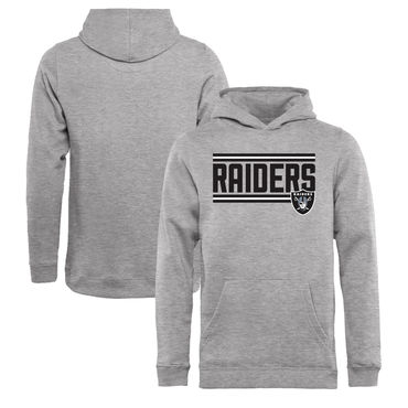 Youth Oakland Raiders NFL Pro Line By Fanatics Branded Ash Iconic Collection On Side Stripe Pullover Hoodie