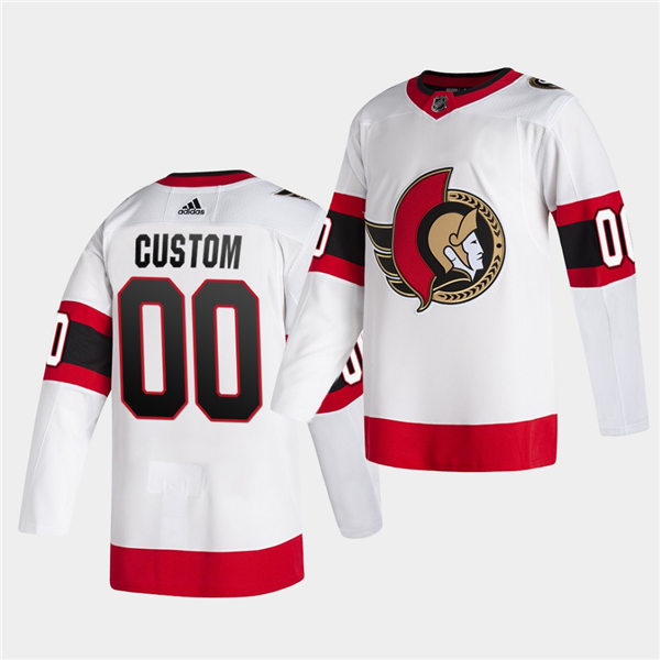 Youth Ottawa Senators Custom Adidas White Red Away Jersey Stitched