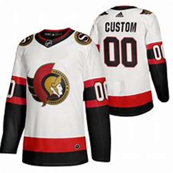 Youth Ottawa Senators Custom White Black Adidas NHL Throwback Jersey Stitched