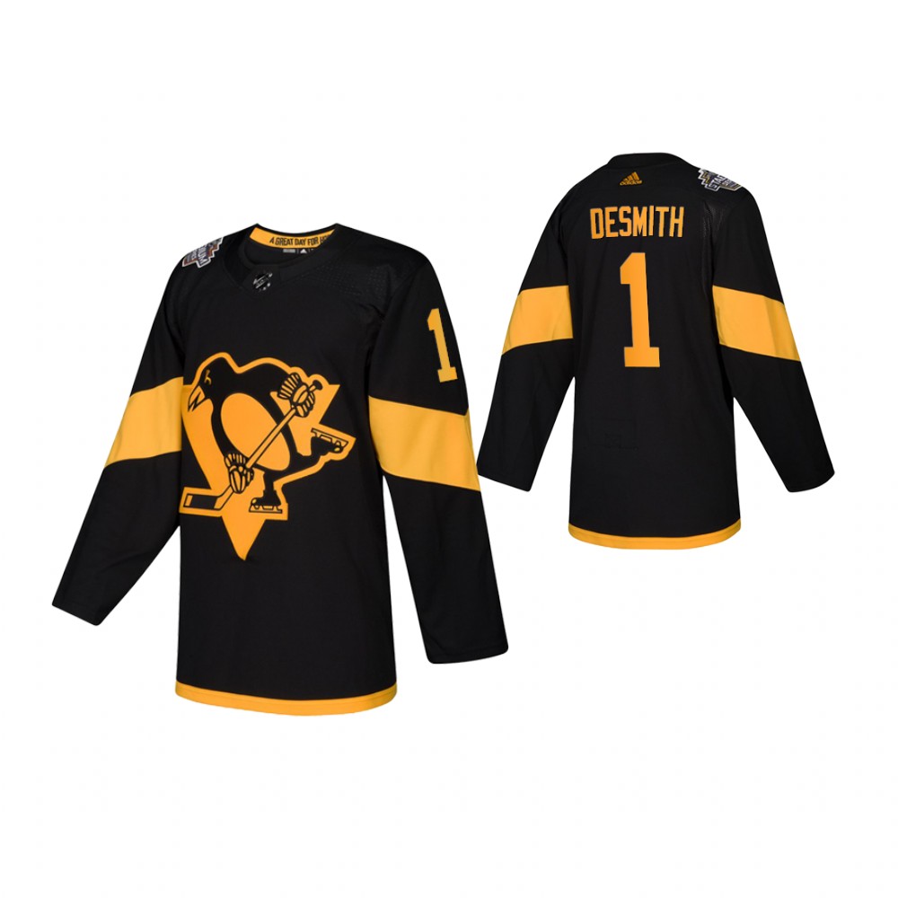 Youth Penguins #1 Casey DeSmith Black NHL Stadium Series Authentic Player Jersey