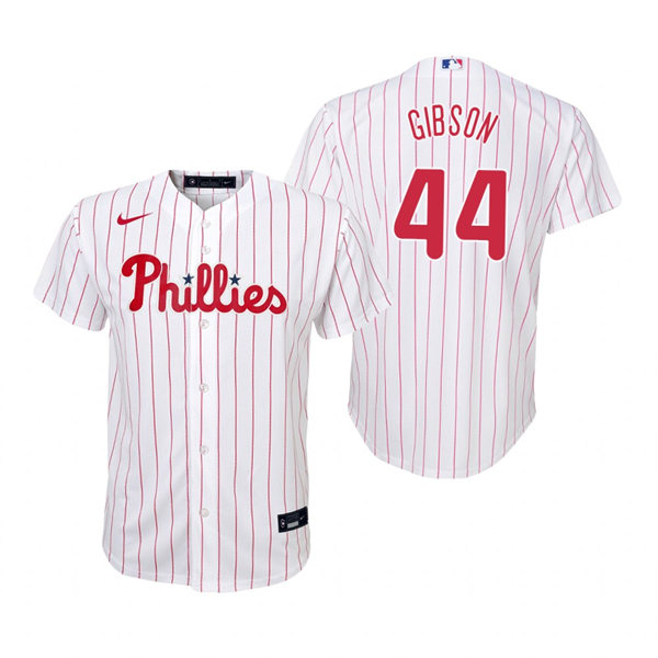 Youth Philadelphia Phillies #44 Kyle Gibson Nike White Pinstripe Home Cool Base Jersey