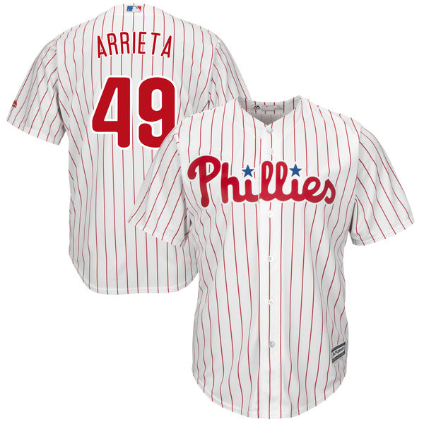 Youth Philadelphia Phillies #49 Jake Arrieta Majestic White Cool Base Jersey