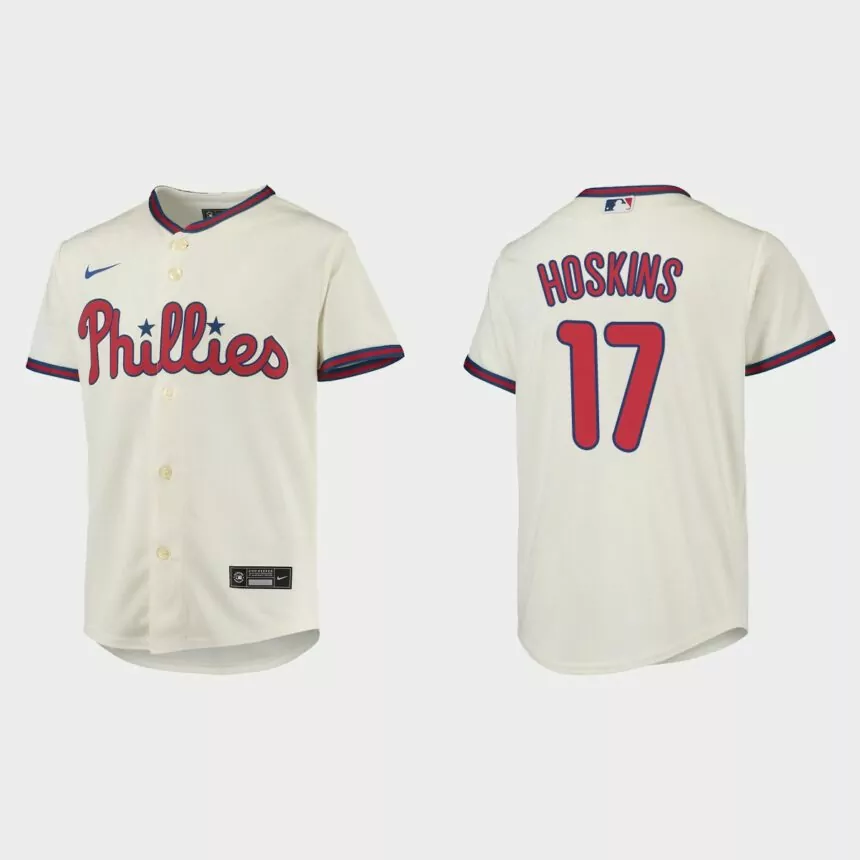 Youth Philadelphia Phillies Rhys Hoskins Cream Replica Jersey