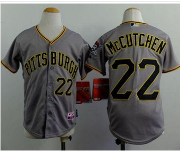 Youth Pirates #22 Andrew McCutchen Grey Cool Base Stitched Baseball Jersey
