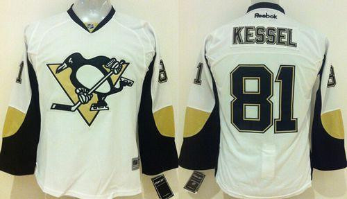 Youth Pittsburgh Penguins #81 Phil Kessel White Stitched NHL Jersey