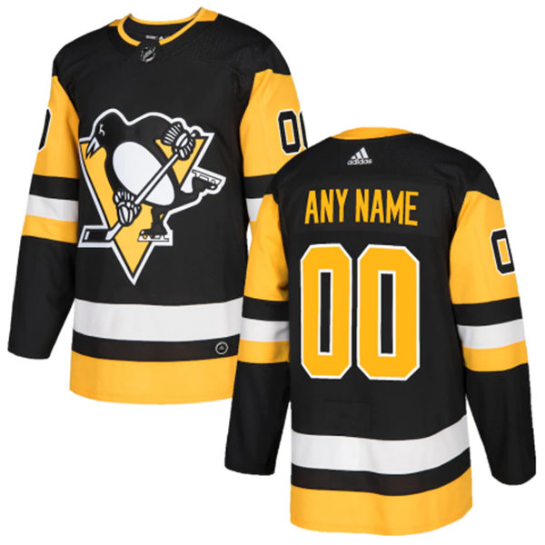 Youth Pittsburgh Penguins Custom Stitched Adidas Home Black Jersey Stitched