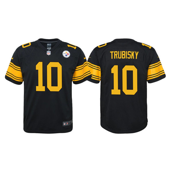 Youth Pittsburgh Steelers #10 Mitchell Trubisky Nike Black Color Rush Jersey
