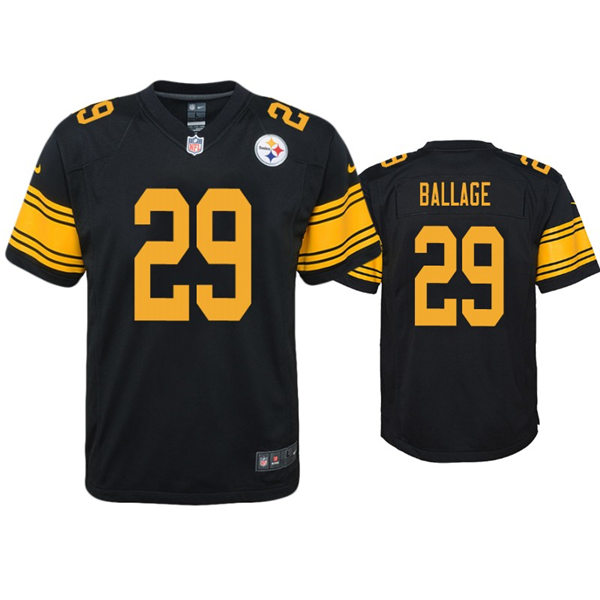 Youth Pittsburgh Steelers #29 Kalen Ballage Nike Black Color Rush Limited Jersey