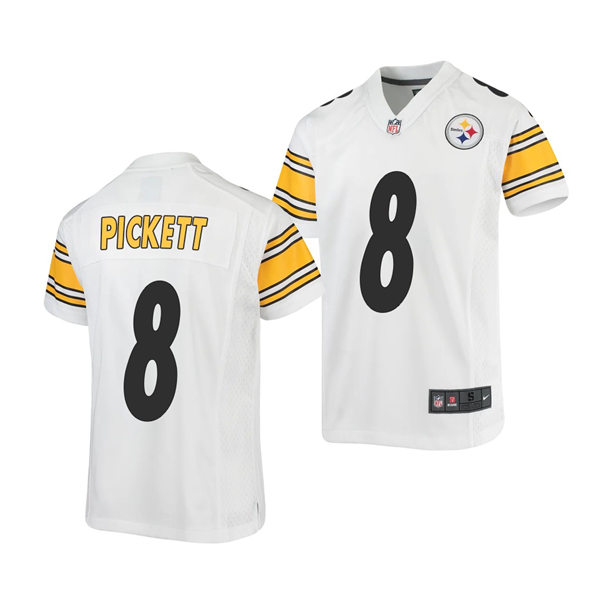 Youth Pittsburgh Steelers #8 Kenny Pickett Nike White Limited Jersey