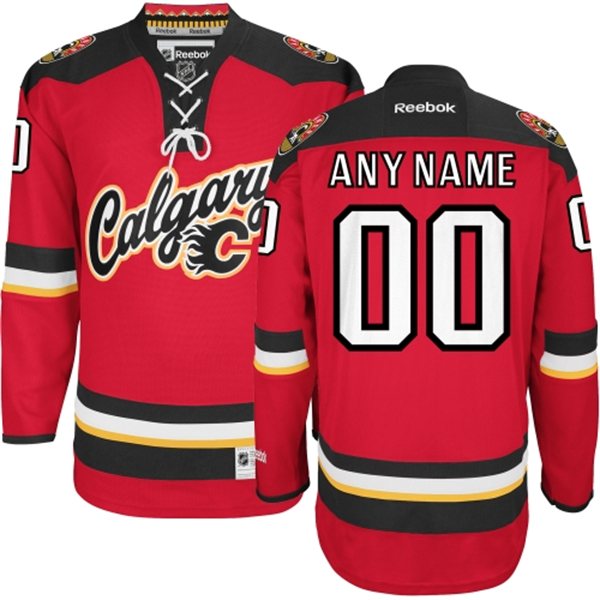 Youth Reebok Calgary Flames Customized Authentic Red New Third NHL Jersey