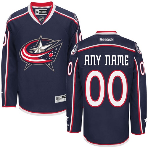 Youth Reebok Columbus Blue Jackets Customized Authentic Navy Blue Home NHL Jersey