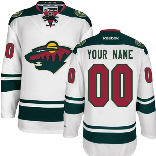 Youth Reebok Minnesota Wild Customized Authentic White Away NHL Jersey