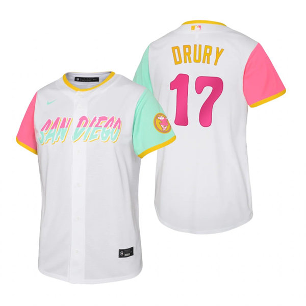 Youth San Diego Padres #17 Brandon Drury White 2022 City Connect Jersey