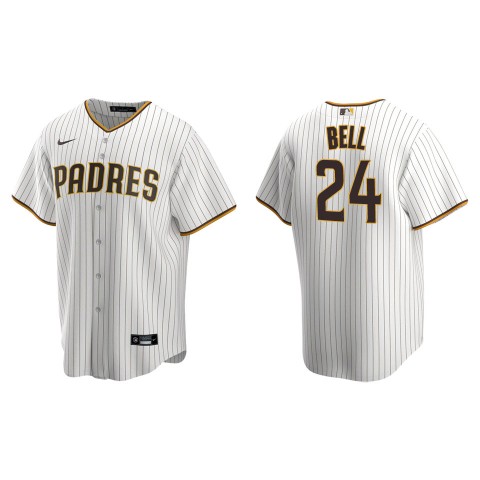 Youth San Diego Padres #24 Josh Bell White Brown Pinstripe Home CoolBase Jersey