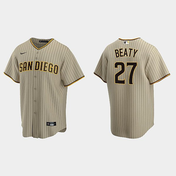 Youth San Diego Padres #27 Matt Beaty Tan Brown Alternate CoolBase Jersey