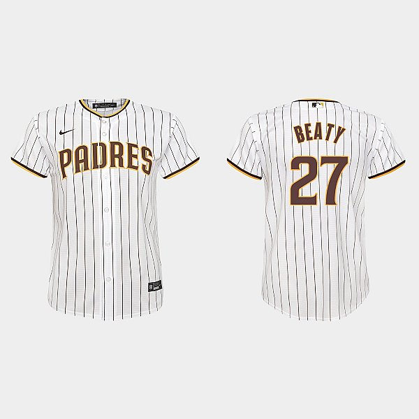 Youth San Diego Padres #27 Matt Beaty White Brown Home CoolBase Jersey
