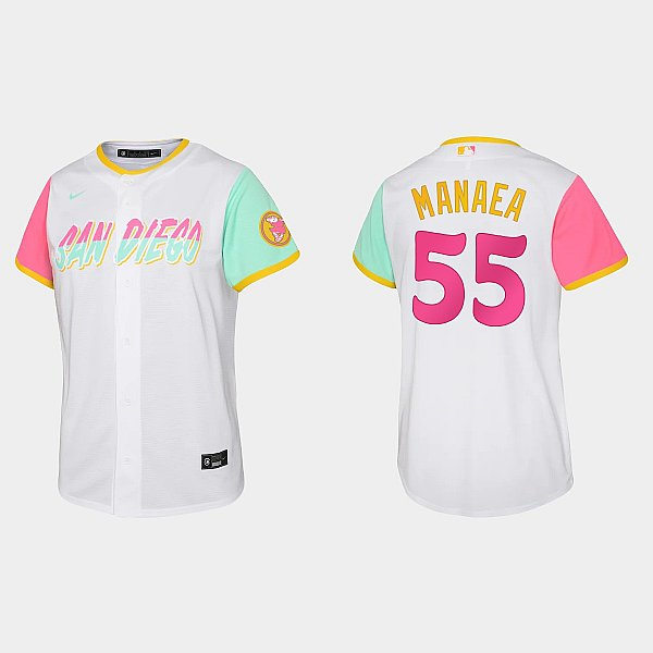 Youth San Diego Padres #55 Sean Manaea White Stitched 2022 City Connect Jersey