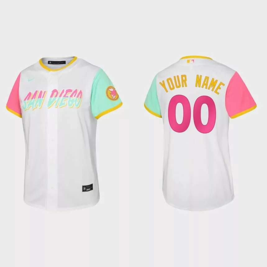 Youth San Diego Padres Custom White 2022 City Connect Replica Jersey
