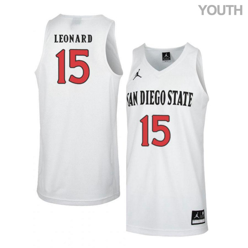 Youth San Diego State Aztecs #15 Kawhi Leonard 2018 White Jordan College Basketball Game Jersey