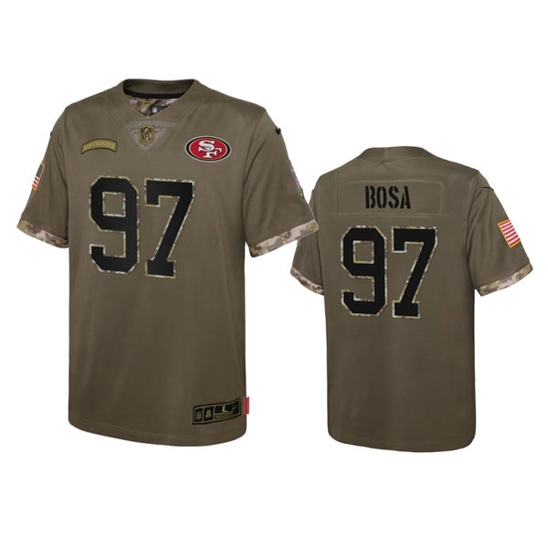 Youth San Francisco 49ers #97 Nick Bosa Olive 2022 Salute To Service Limited Jersey