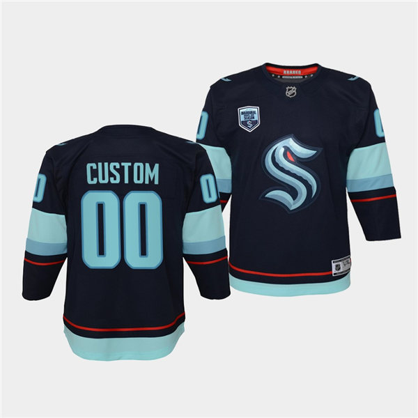 Youth Seattle Kraken Custom adidas Home Navy Jersey Stitched