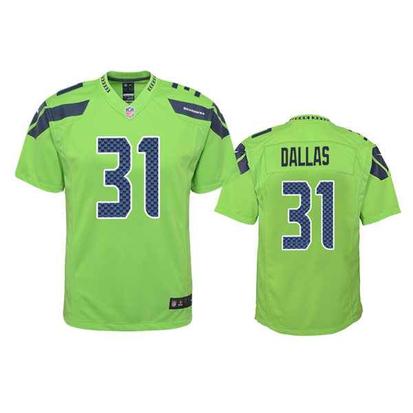 Youth Seattle Seahawks #31 DeeJay Dallas Nike Neon Green Color Rush Limited Jersey