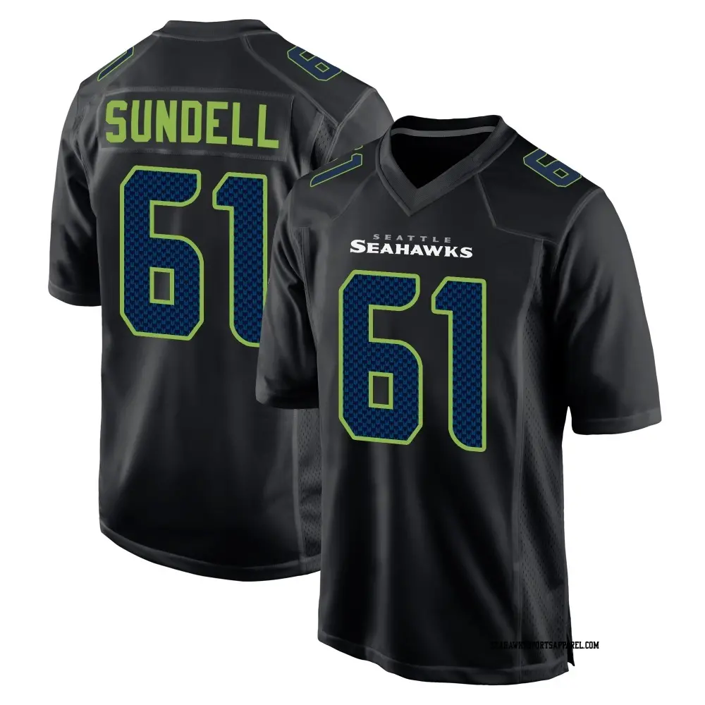 Youth Seattle Seahawks #61 Jalen Sundell Black Carbon Fashion Game Jersey 