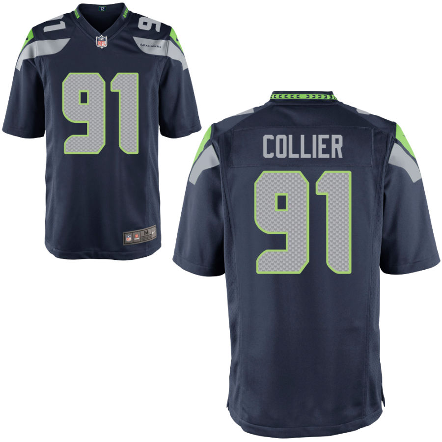 Youth Seattle Seahawks #91 L.J. Collier Nike Navy Team Color Limited Jersey
