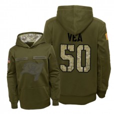 Youth Tampa Bay Buccaneers #50 Vita Vea Olive Hoodie 2018 Salute To Service