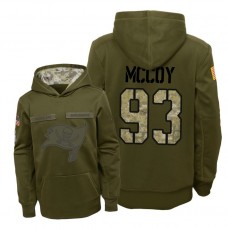 Youth Tampa Bay Buccaneers #93 Gerald McCoy Olive Hoodie 2018 Salute To Service