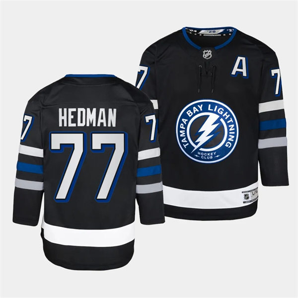 Youth Tampa Bay Lightning #77 Victor Hedman 2023-24  Black Alternate Jersey 