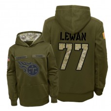 Youth Tennessee Titans #77 Taylor Lewan Olive Hoodie 2018 Salute To Service