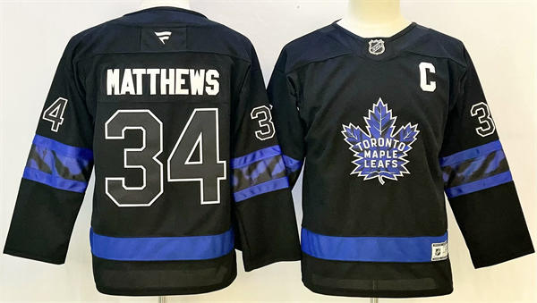 Youth Toronto Maple Leafs #34 Auston Matthews Fanatics Black Alternate Reversible Next Gen Jersey 