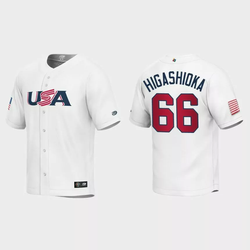 Youth USA Baseball Kyle Higashioka White 2023 World Baseball Classic Replica Jersey