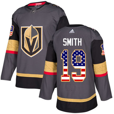 Youth Vegas Golden Knights #19 Reilly Smith Adidas Gray Authentic USA Flag Fashion NHL Jersey