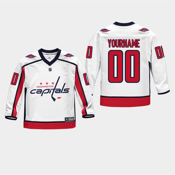 Youth Washington Capitals #00 Custom adidas Away White Stitched Jersey Stitched