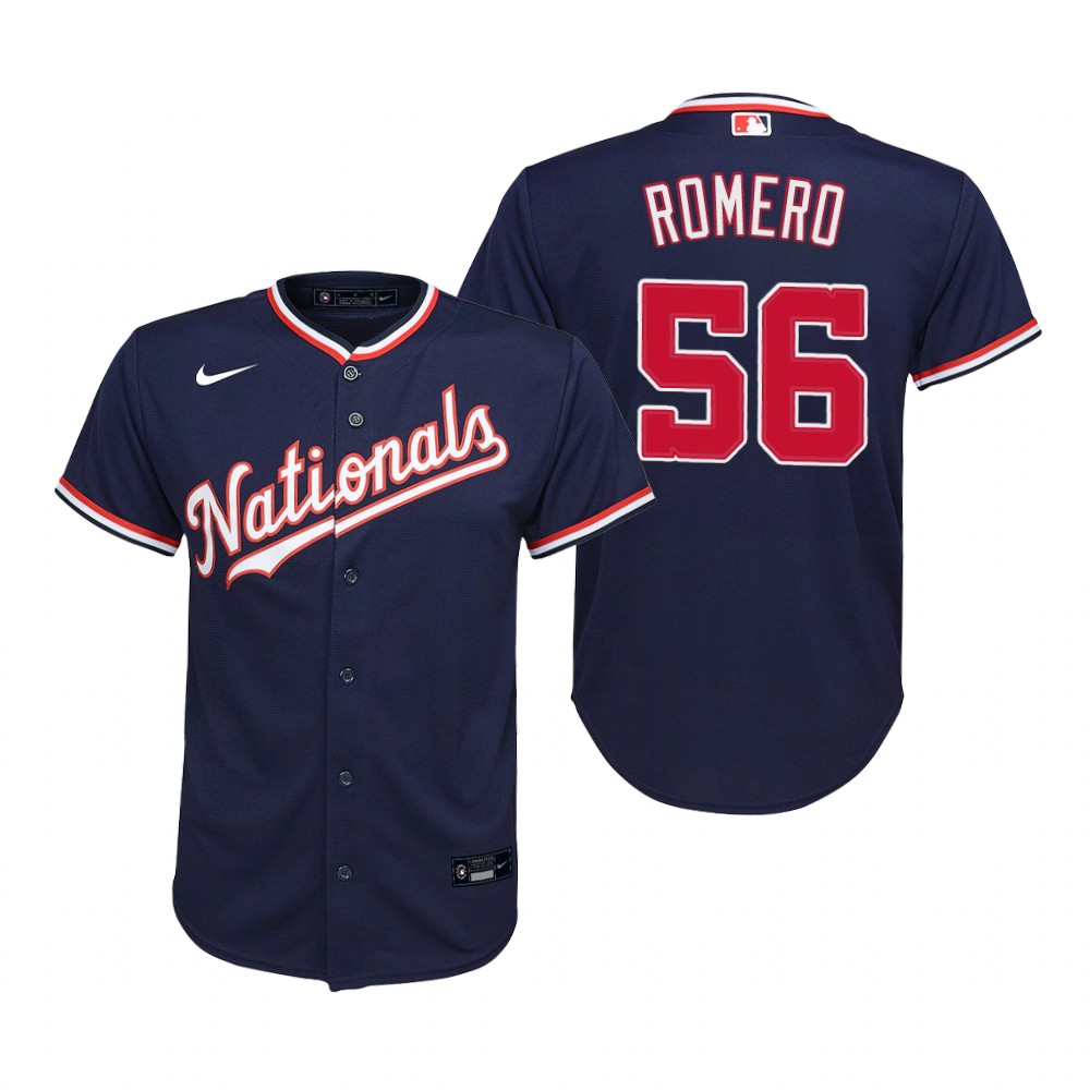 Youth Washington Nationals #56 Seth Romero Nike Navy Alternate Jersey