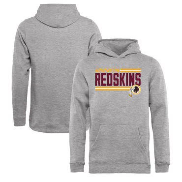 Youth Washington Redskins NFL Pro Line By Fanatics Branded Ash Iconic Collection On Side Stripe Pullover Hoodie