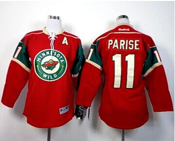 Youth Wild #11 Zach Parise Red Stitched NHL Jersey