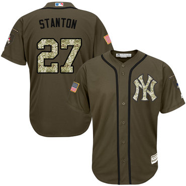 Youth Yankees #27 Giancarlo Stanton Green Salute to Service Stitched Youth MLB Jersey