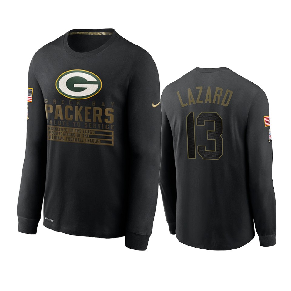 allen lazard packers black 2020 salute to service sideline performance long sleeve t shirt