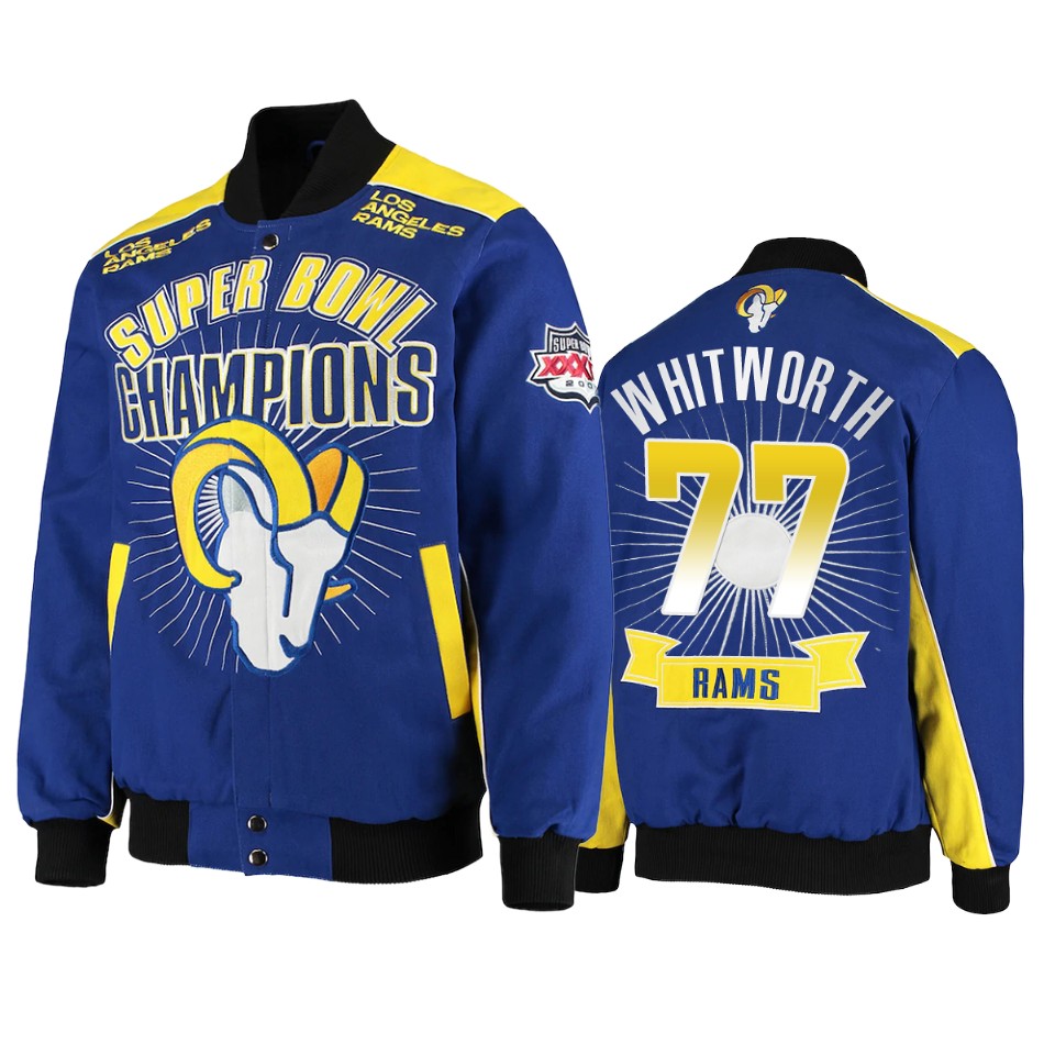 andrew whitworth rams royal super bowl champions extreme triumph commemorative jacket