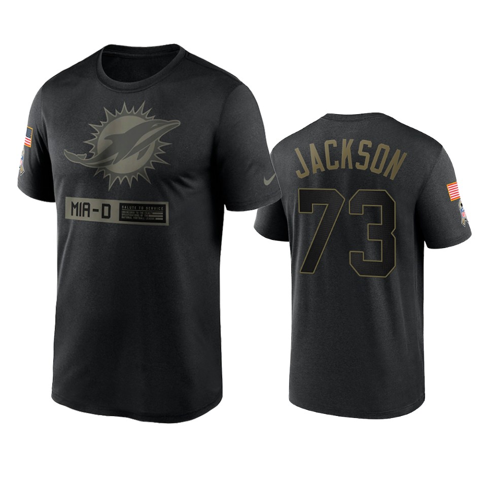 austin jackson dolphins black 2020 salute to service team logo t shirt